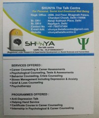 SHUNYA The Talk Centre, Psychologist in Delhi